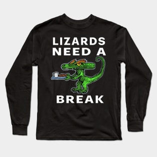 Fun lizard with milk and cookies Long Sleeve T-Shirt